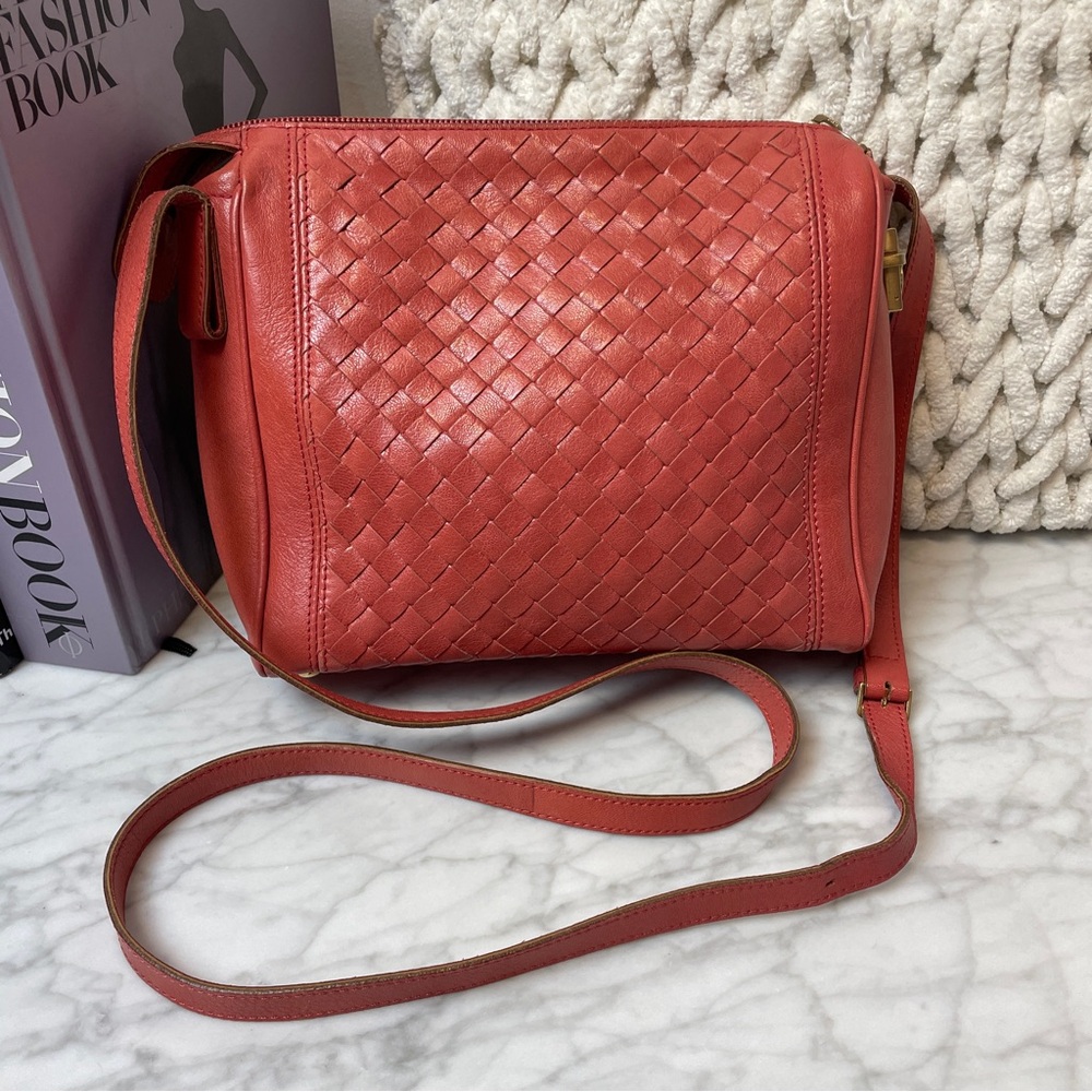 Bottega Veneta Coral Woven Leather Crossbody Bag